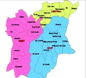 MAP OF OSUN STATE SHOWING ALL L.G.A